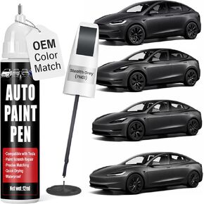 طلاء لمسات نهائية للسيارات (أبيض لؤلؤي متعدد الطبقات PPSW)، متوافق مع طراز Tesla Y/3/X/S، لون دقيق 0.4 أونصة سائلة 2 في 1 قلم إصلاح خدوش طلاء السيارة، سهل الاستخدام، سريع الجفاف، يدوم طويلاً in Kuwait