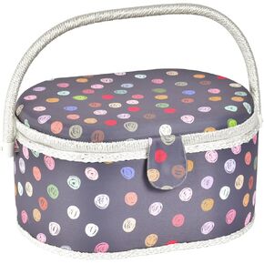 Sewing Basket (Dark Gray with Dots, Small Rectangle) in Kuwait
