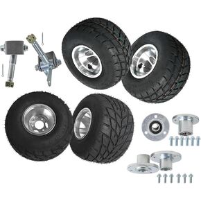 4-Pack 5'' Front & Rear Tubeless Tires with Front 10x4.50-5 and Rear 11x7.10-5 Wheels, 50mm Hub Mount, 17mm/24mm Hub Bore for Go Kart, ATV, Quad, 4-Wheeler in Kuwait