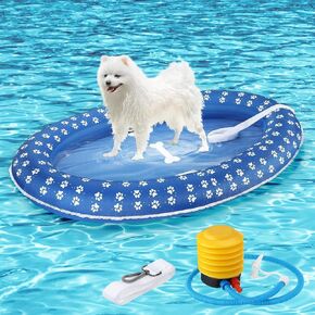 Mystarry 43.3"x28.3" Dog Floats for Pool, Dog Pool Float with 70" Tow Rope and Pump, Dog Pool Floats for Swimming(Blue) Medium in Saudi Arabia