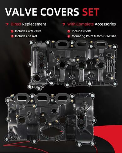 Fordnova Engine Valve Cover Kit w/Gasket Left Right for 2017-2020 Ford F150 3.5L Replace# HL3Z-6582-G HL3Z-6582-F in Kuwait