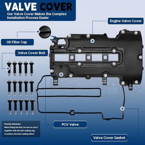 AERDM Engine Valve Cover kit w/Gaskets & Bolts & Oil Filler Cap Compatible with 2011-2020 Chevy Cruze Sonic Volt Trax Buick Encore ELR Encore 1.4L Turbo Replaces # 55573746 25198498 25198874 in Kuwait