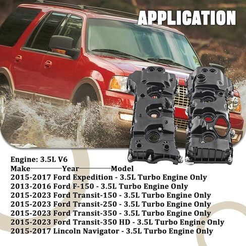 مجموعة غطاء صمام ألومنيوم مع حشية ومسامير متوافقة مع F/ord F-150 Expedition Transit 150 250 350 Lincoln Navigator 3.5L V6 2013-2023، استبدل BL3E6K273CB DL3E6K271FA in Kuwait