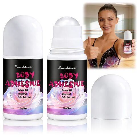 2 Packs Body Adhesive Roll-On for Skin & Clothing1.7 Oz -Sweat Resistant, Water Wash Off- Fashion Adhesive for Dancers, Socks, Stockings, Leotards, Bras, Wigs, Costumes in Kuwait