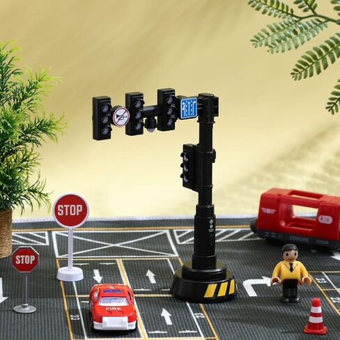 VANZACK Realistic Traffic Light Toy with Sound and Led Lights Automatic Signal Lamp for Kids Educational Role Play and Classroom Traffic Decor in Kuwait