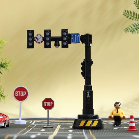 VANZACK Realistic Traffic Light Toy with Sound and Led Lights Automatic Signal Lamp for Kids Educational Role Play and Classroom Traffic Decor in Kuwait