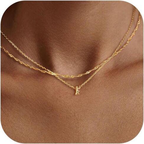 Initial Necklace for Women, Personalized A–Z Tiny Letter Pendant, 14K Gold Plated Name Choker, Cute Stackable Necklaces, Dainty Layered Jewelry Gift for Her in Saudi Arabia