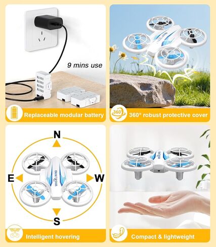 Mini Drone for Kids & Beginners- Kids Drone Mini Flying Toy with 360° Flips, LED Lights, 3 Batteries, 27 Mins Flight Time, One Key Takeoff Indoor Drones Mini RC Drones Gift for Boys and Girls in Kuwait