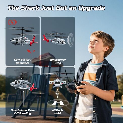DEERC Black Hawk RC Helicopter، 2.4 جيجا هرتز طائرة هليكوبتر للتحكم عن بعد مع بطاريتين، رحلة 26 دقيقة، لعبة هليكوبتر داخلية للأطفال البالغين، إقلاع بمفتاح واحد، إضاءة LED، تثبيت الارتفاع، هدية طيران للأولاد 8-12 in Kuwait