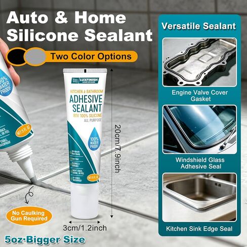 Silicone Sealant – 100% Waterproof, Flexible & Shrink Proof Caulk for Bathroom, Kitchen, Windows, Automotive - Strong Adhesion Sealant for Cracks, Gaps, Leaks 150ML/5Oz (Black) in Kuwait