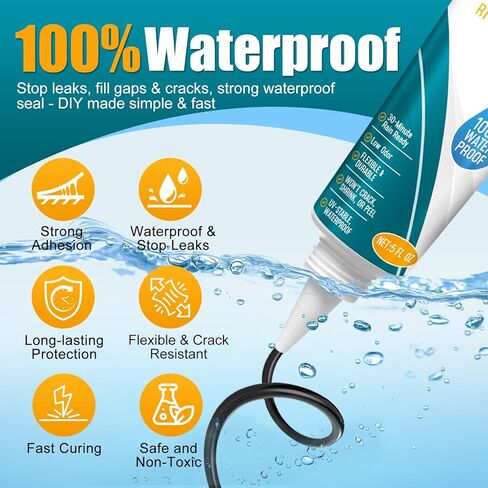 Silicone Sealant – 100% Waterproof, Flexible & Shrink Proof Caulk for Bathroom, Kitchen, Windows, Automotive - Strong Adhesion Sealant for Cracks, Gaps, Leaks 150ML/5Oz (Black) in Kuwait