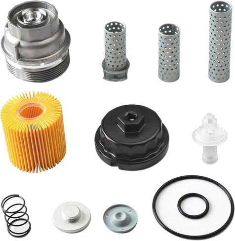 مجموعة غطاء غطاء فلتر الزيت 15620-31060 مع قابس تصريف، بديل لسيارة Toyota Tundra RAV4 4Runner Camry Highlander Tacoma Avalon Sienna Venza & Lexus RX350 2005-2019، استبدل 15643-31050 in Kuwait