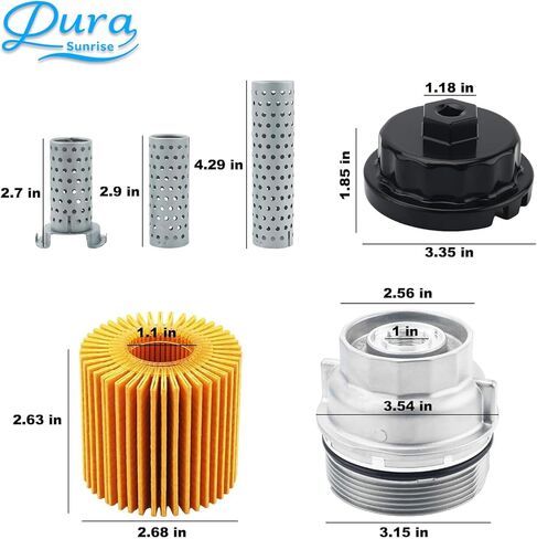 مجموعة غطاء غطاء فلتر الزيت 15620-31060 مع قابس تصريف، بديل لسيارة Toyota Tundra RAV4 4Runner Camry Highlander Tacoma Avalon Sienna Venza & Lexus RX350 2005-2019، استبدل 15643-31050 in Kuwait