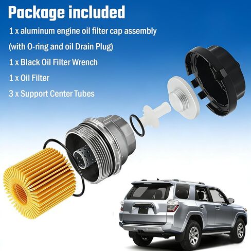 مجموعة غطاء غطاء فلتر الزيت 15620-31060 مع قابس تصريف، بديل لسيارة Toyota Tundra RAV4 4Runner Camry Highlander Tacoma Avalon Sienna Venza & Lexus RX350 2005-2019، استبدل 15643-31050 in Kuwait
