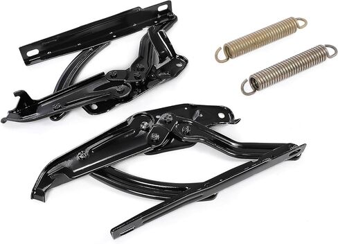 HECASA 4 قطع مفصلات غطاء محرك السيارة والينابيع عدة متوافقة مع 1965-1969 Camaro Firebird Chevelle Malibu El Camino Nova Impala Caprice جانب السائق وجانب الركاب الكهربائي الصلب الأسود in Kuwait