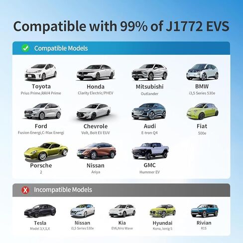 محول QIAO Tesla إلى J1772 (بحد أقصى 80 أمبير، 250 فولت) للمركبات الكهربائية J1772، محول شاحن Tesla، محول NACS إلى J1772 متوافق مع شاحن الهاتف المحمول وجهة موصل جدار Tesla in Kuwait