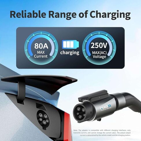 محول QIAO Tesla إلى J1772 (بحد أقصى 80 أمبير، 250 فولت) للمركبات الكهربائية J1772، محول شاحن Tesla، محول NACS إلى J1772 متوافق مع شاحن الهاتف المحمول وجهة موصل جدار Tesla in Kuwait