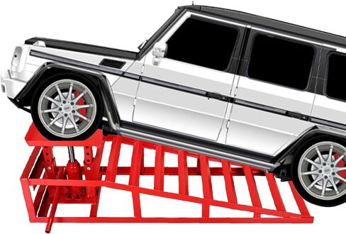 2 حزمة من منحدرات السيارات الهيدروليكية 5T 11000 رطل منخفضة المستوى خدمة رفع السيارة منحدرات شاحنة مقطورة، ارتفاع منحدرات المركبات الهيدروليكية، أحمر in Kuwait