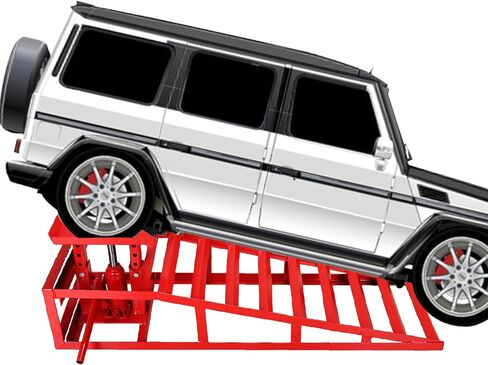 2 حزمة من منحدرات السيارات الهيدروليكية 5T 11000 رطل منخفضة المستوى خدمة رفع السيارة منحدرات شاحنة مقطورة، ارتفاع منحدرات المركبات الهيدروليكية، أحمر in Kuwait