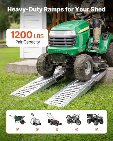 VEVOR Trailer Ramps, 2PCS 39 x 9 in, Heavy-Duty Steel ATV Ramp Set with Anti-Slip Plates, 1200LBS Combined Capacity Loading Ramps for Motorcycles, Lawn Mowers, Farm Tractors, Carts in Kuwait