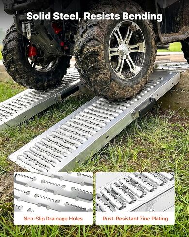VEVOR Trailer Ramps, 2PCS 39 x 9 in, Heavy-Duty Steel ATV Ramp Set with Anti-Slip Plates, 1200LBS Combined Capacity Loading Ramps for Motorcycles, Lawn Mowers, Farm Tractors, Carts in Kuwait
