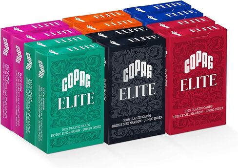 Copag Elite 100% Plastic Playing Cards - Bridge Size (Narrow) Jumbo Index Value 12 Pack in Kuwait
