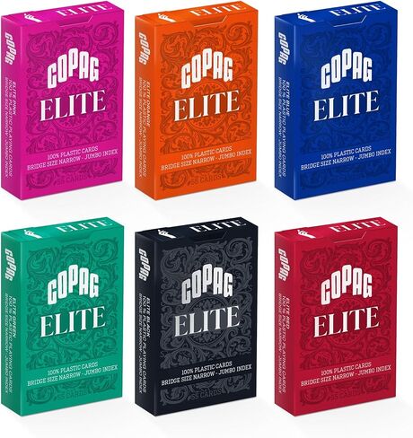 Copag Elite 100% Plastic Playing Cards - Bridge Size (Narrow) Jumbo Index Value 12 Pack in Kuwait