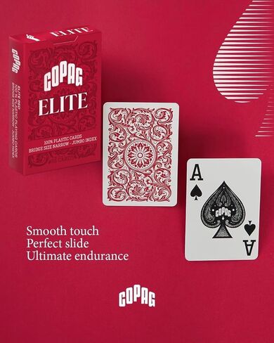 Copag Elite 100% Plastic Playing Cards - Bridge Size (Narrow) Jumbo Index Value 12 Pack in Kuwait