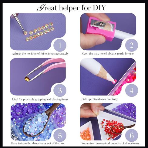 مجموعة Teenitor Bedazzling Kit المكونة من 28 لونًا من أحجار الراين، 30000 قطعة من أحجار الراين المسطحة للأحجار الكريمة المبهرة مع 3 قطع B7000 غراء المجوهرات وأدوات حجر الراين الراتنج لفن الأظافر والحرف الفنية الماسية DIY in Kuwait