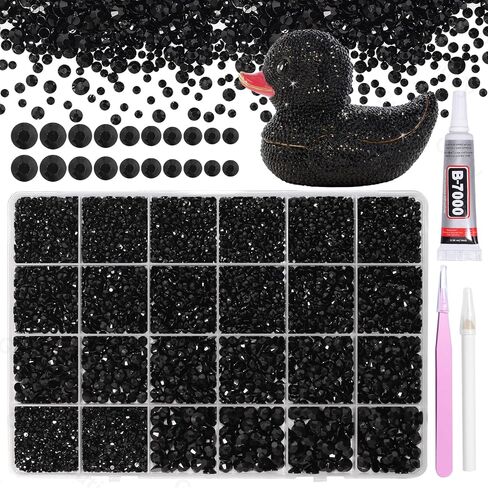 21000Pcs Black Rhinestones for Bedazzling Kit, Mix Sizes Jelly Bedazzling Resin Gems, Black Gems Bedazzling for Crafting, Flatback Resin Rhinestones for Craft DIY Face Makeup in Saudi Arabia