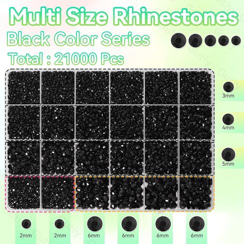 21000Pcs Black Rhinestones for Bedazzling Kit, Mix Sizes Jelly Bedazzling Resin Gems, Black Gems Bedazzling for Crafting, Flatback Resin Rhinestones for Craft DIY Face Makeup in Saudi Arabia