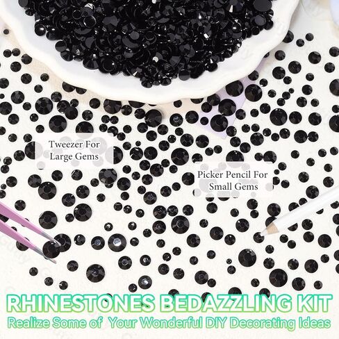 21000Pcs Black Rhinestones for Bedazzling Kit, Mix Sizes Jelly Bedazzling Resin Gems, Black Gems Bedazzling for Crafting, Flatback Resin Rhinestones for Craft DIY Face Makeup in Saudi Arabia