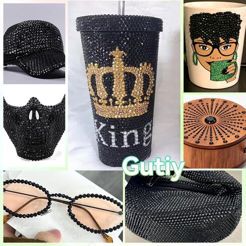 21000Pcs Black Rhinestones for Bedazzling Kit, Mix Sizes Jelly Bedazzling Resin Gems, Black Gems Bedazzling for Crafting, Flatback Resin Rhinestones for Craft DIY Face Makeup in Saudi Arabia