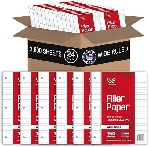 Woodlake Loose Leaf Graph Paper, 4x4 Quad Ruled Notebook Paper, 8 x 10.5" Graphing Paper, 150 Sheets per Pack, 3 Pack Filler Paper, 3 Hole Punched, Made in USA in Kuwait