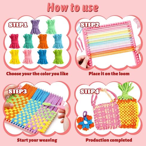 CXIIPOL 1000 Pcs 7 inch Colorful Loom Loops Potholder, 10 Colors Weaving Loom Refill Loops, Flexible DIY Kit Colorful Weaving Crafts for DIY Projects in Kuwait