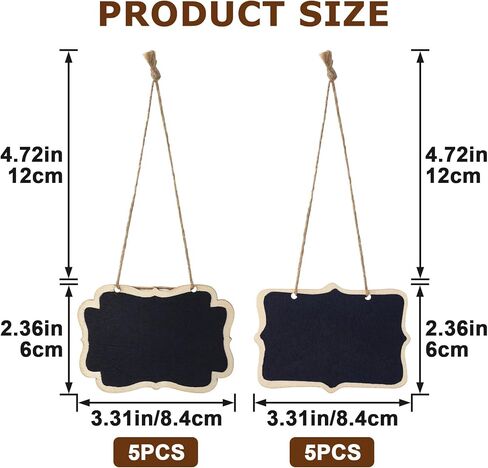 OIIKI 10pcs Mini Hanging Blackboard Decanter Tags, 2 Styles Wooden Double-Sided Chalkboard Signs Tags, Small Erasable Message Boards Labels for Decanter Party Wedding Wine Bottle- Black in Kuwait