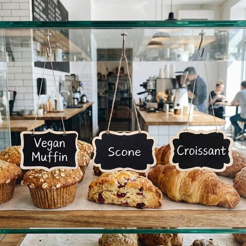 OIIKI 10pcs Mini Hanging Blackboard Decanter Tags, 2 Styles Wooden Double-Sided Chalkboard Signs Tags, Small Erasable Message Boards Labels for Decanter Party Wedding Wine Bottle- Black in Kuwait
