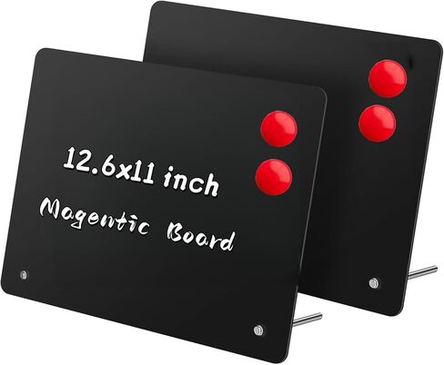 1-Pack Magnet Board, Magnet Display Stand, 12.6 x 11 Inch Memo Board with Removable Feet for Desk, Kitchen, Memo, Photo and Document Display(1, Black-Vertical) in Kuwait