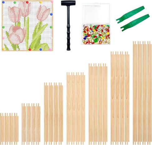 SMUAENSS 28 Pcs Wooden Needlepoint Stretcher Bars 14 Sizes DIY Canvas Frame Kit for Embroidery Art Oil Painting Posters with Claw Hammer and Thumbtacks 6 to 20 Inch in Saudi Arabia