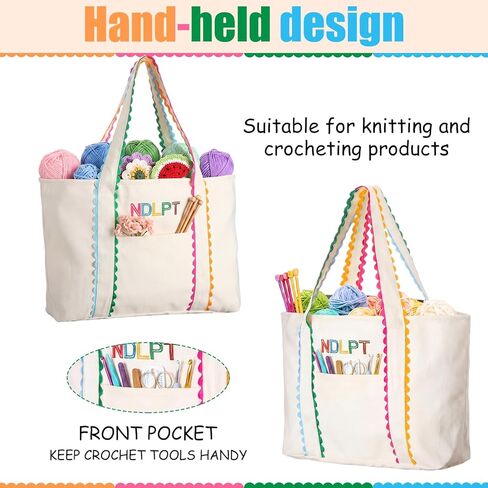 مجموعة حقيبة حمل من القماش من Locmeo Needlepoint حقيبة مشروع مطرزة ومنظم تخزين حرفي الخياطة مع سحاب ومقبض لحقيبة تخزين اللحف المتقاطعة in Kuwait