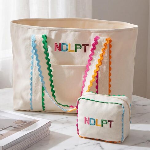 مجموعة حقيبة حمل من القماش من Locmeo Needlepoint حقيبة مشروع مطرزة ومنظم تخزين حرفي الخياطة مع سحاب ومقبض لحقيبة تخزين اللحف المتقاطعة in Kuwait