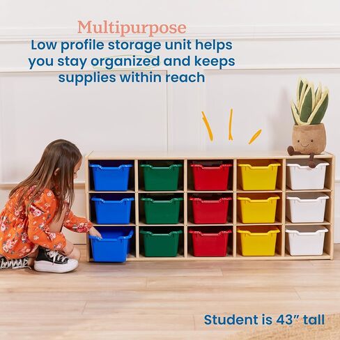 ECR4Kids Streamline 15 خزانة صينية صغيرة و15 سلة أمامية مغرفة، 3x5، أثاث أطفال، متنوع in Kuwait