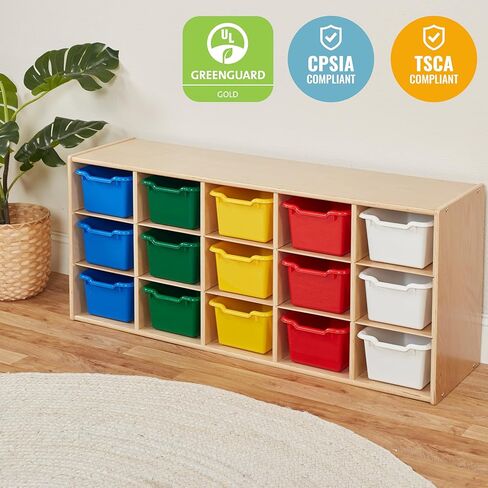 ECR4Kids Streamline 15 خزانة صينية صغيرة و15 سلة أمامية مغرفة، 3x5، أثاث أطفال، متنوع in Kuwait