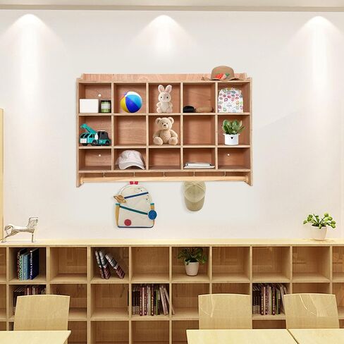 منظم تخزين المكعبات على الحائط من IDEALHOUSE، 15 مكعبًا مع خطافات رف الأحذية بعرض 47 بوصة، أرفف الرعاية النهارية للألعاب وأثاث الفصول الدراسية وتنظيم غرف الأطفال in Kuwait