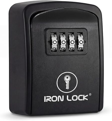 صندوق قفل مفتاح Iron Lock® مثبت على الحائط - صندوق قفل معدني شديد التحمل مقاوم للماء للمفاتيح مع مجموعة مكونة من 4 أرقام ورمز قابل لإعادة الضبط - مفتاح خارجي/داخلي آمن للمنزل والمكتب وAirbnb (وردي، صغير) in Kuwait