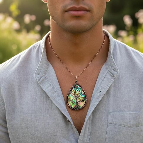 TUMBEELLUWA Tree Pendant Abalone Shell Handmade Copper Wire Wrapped Necklace Assorted Shapes Women Jewelry in Saudi Arabia