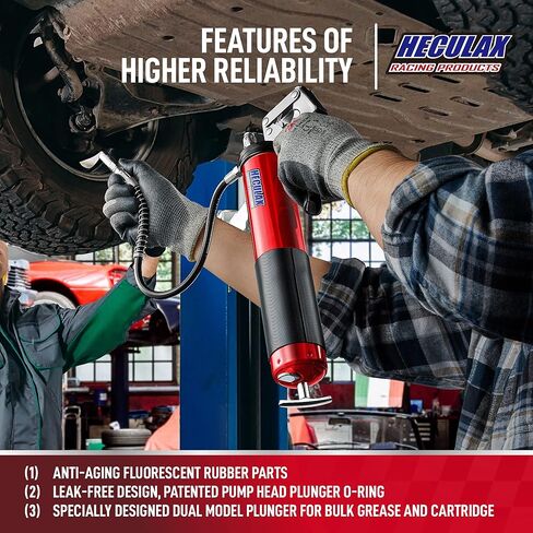 Bravex Grease Gun Heavy Duty 6000 PSI W/Quick Release Coupler Pistol Grip Grease Gun Kit with 14 oz Capacity - 18 inch Flex Hose Red in Kuwait