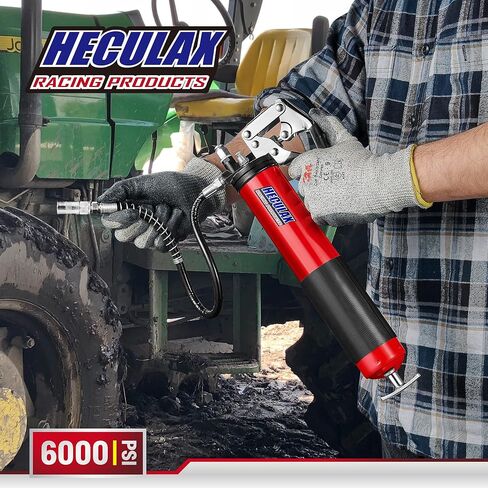 Bravex Grease Gun Heavy Duty 6000 PSI W/Quick Release Coupler Pistol Grip Grease Gun Kit with 14 oz Capacity - 18 inch Flex Hose Red in Kuwait
