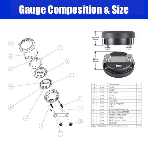 Digital Wideband Air/Fuel Ratio AFR Gauge - 2"(52mm) with New Upgrade LSU4.9 Sensor - Wideband UEGO AFR O2 Oxygen Sensor Controller Gauge in Kuwait