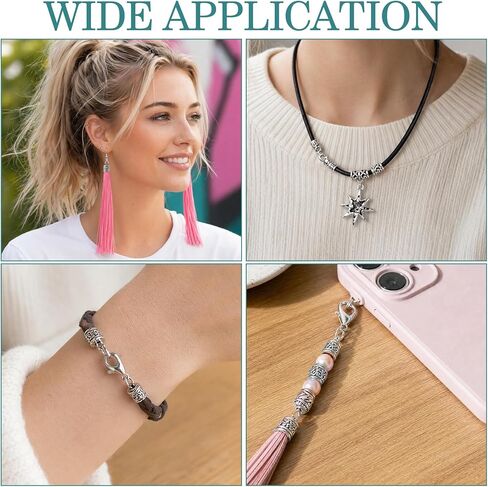 112pcs Tibetan Style Cord End Caps, Silver Metal End Caps with Lobster Claps & Jump Rings, Antique Crimp Beads Supplies for Bracelet Necklace Jewelry Making- 8 Styles in Kuwait